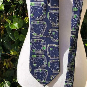 Blueprints of Baseball Parks Silk Tie by Josh Bach